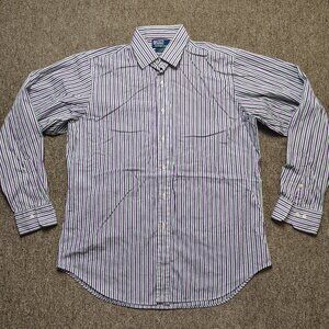 Vintage POLO RALPH LAUREN Shirt Men L Striped Curham Button Up Long Sleeve